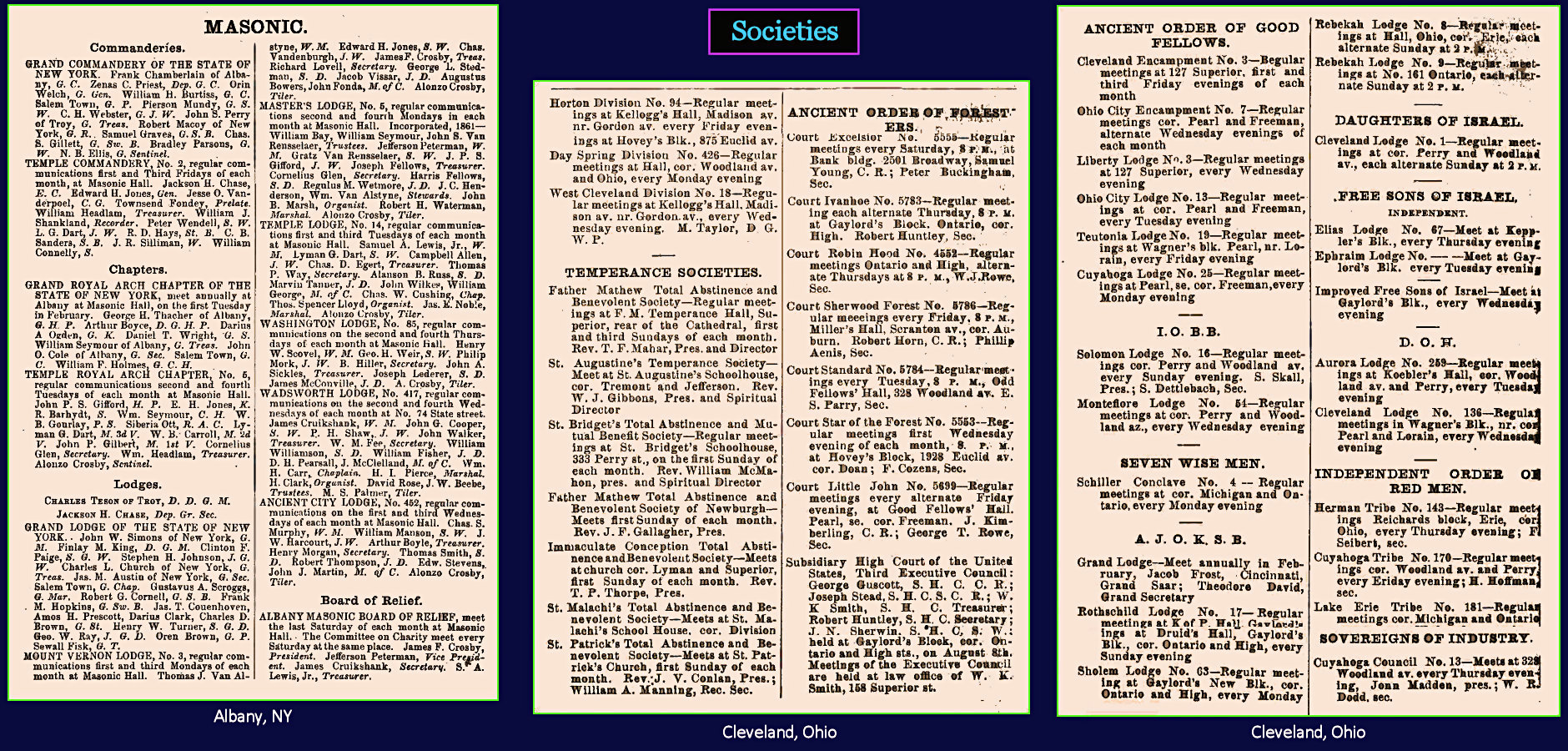 Society Listings, 1870